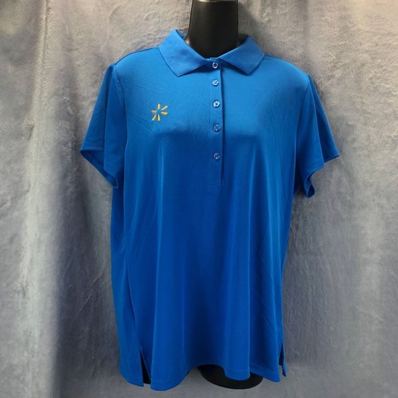 WALMART Manager Employee Uniform Polo Shirt Blue Womens Size L EUC - Picture 1 of 8